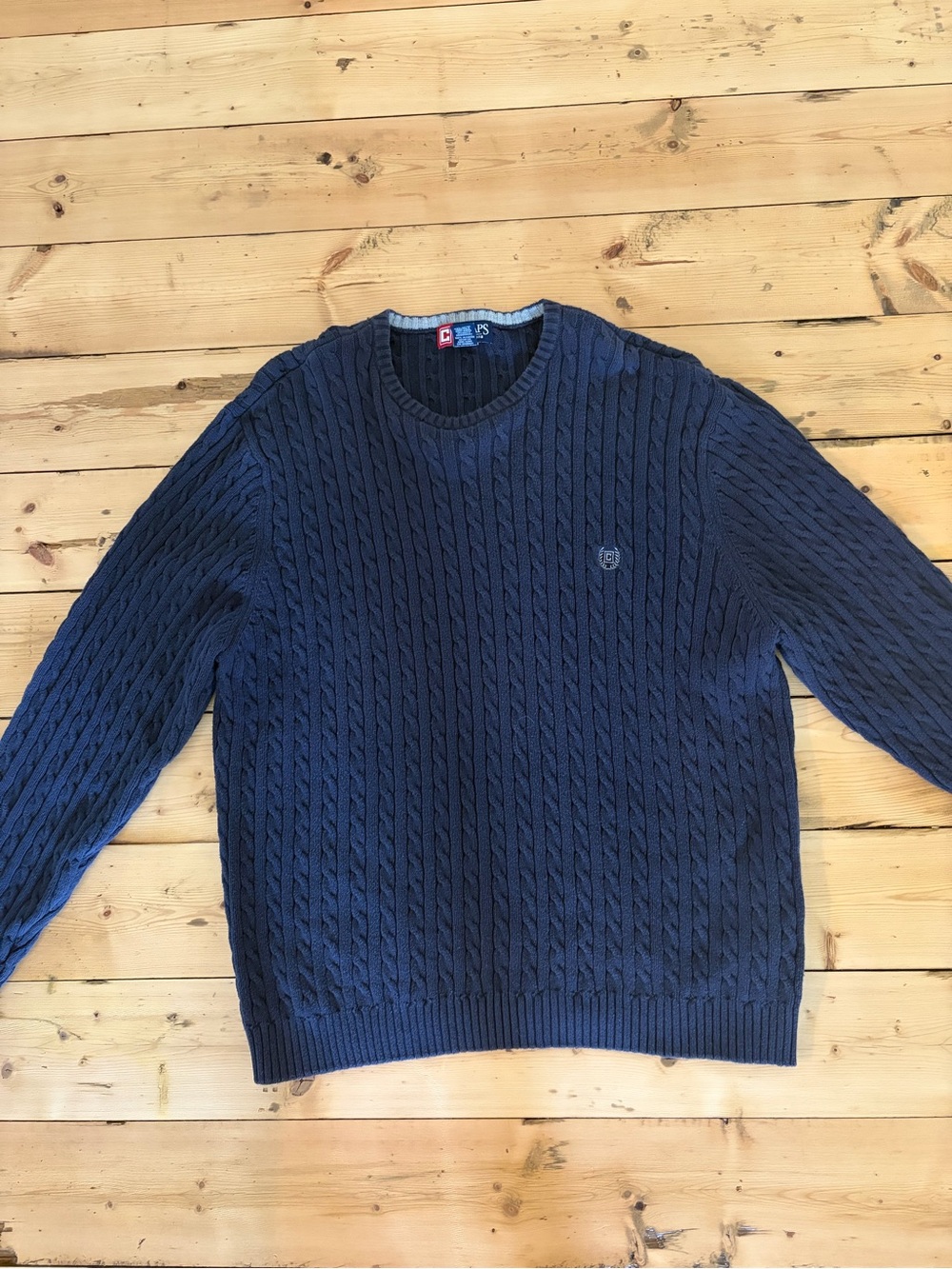 Chaps Men's Navy Cable Knit Crewneck Sweater